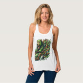 緑の車に乗るアニメベア タンクトップ (正面フル)