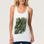 緑の車に乗るアニメベア タンクトップ (正面)