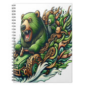 緑の車に乗るアニメベア ノートブック (正面)