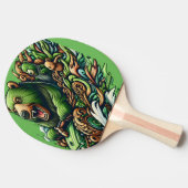 緑の車に乗るアニメベア 卓球ラケット (横)
