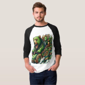 緑の車に乗るアニメベア Tシャツ (正面フル)