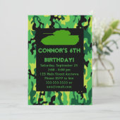 緑の軍隊のカムフラージュのバースデーパーティ招待状 招待状 (スタンド正面)