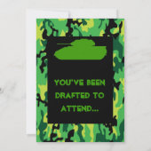 緑の軍隊のカムフラージュのバースデーパーティ招待状 招待状 (裏面)