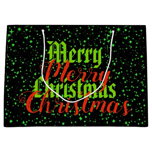 緑の輝きのメリークリスマス ラージペーパーバッグ (正面)