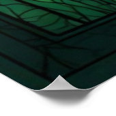 緑の輝き：ステンドグラスの自然窓 ポスター (角)