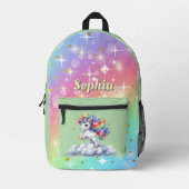 緑の輝く魔法のユニコーンプリントカットソーバッグ プリントバックパック (正面)