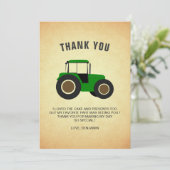緑の農場トラクターの子供の誕生日パーティー サンキューカード (スタンド正面)