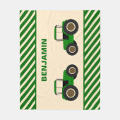 緑の農場トラクターの子供 フリースブランケット (正面)