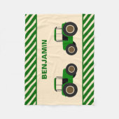 緑の農場トラクターの子供 フリースブランケット (正面)