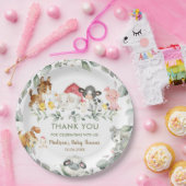 緑の農場動物誕生日ベビーシャワー  ペーパープレート (パーティー)