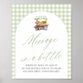 緑の農家市場メッセージのボトル記号 ポスター