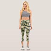 緑の迷彩のパーソナライズ カプリレギンス (正面)