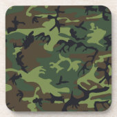 緑の迷彩パターン、軍隊パターン、陸軍 コースター (正面)