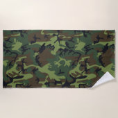 緑の迷彩パターン、軍隊パターン、陸軍 ビーチタオル (正面)