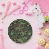 緑の迷彩パターン、軍隊パターン、陸軍 ペーパープレート (パーティー)