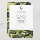 緑の迷彩柄のベビーシャワーは詩が付いているノート感謝していしています サンキューカード (正面/裏面)