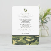 緑の迷彩柄のベビーシャワーは詩が付いているノート感謝していしています サンキューカード (スタンド正面)