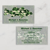 緑の迷彩柄の低音の魚釣り 名刺 (正面/裏面)