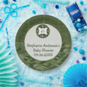 緑の迷彩柄の男の子のベビーシャワーの紙のパーティーのプレート ペーパープレート (パーティー)