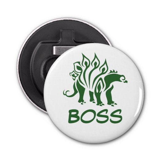 緑の迷彩柄ステゴサウルスのスパイク恐竜 栓抜き (正面)