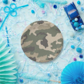 緑の迷彩柄パターン ペーパープレート (パーティー)