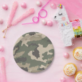 緑の迷彩柄パターン ペーパープレート (パーティー)