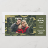 緑の迷彩柄フォトグリーティングホリデーカード (正面)