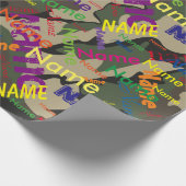 緑の迷彩柄追加名のカスタムの折り返し紙 ラッピングペーパー (角)