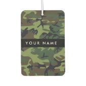 緑の迷彩模様、お名前、パーソナライズ カーエアーフレッシュナー (正面)