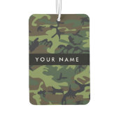 緑の迷彩模様、お名前、パーソナライズ カーエアーフレッシュナー (裏面)