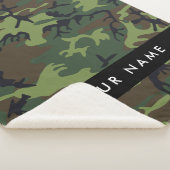 緑の迷彩模様、お名前、パーソナライズ シェルパブランケット (3/4)