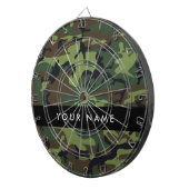 緑の迷彩模様、お名前、パーソナライズ ダーツボード (正面右)