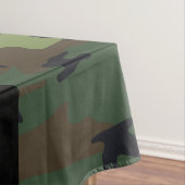 緑の迷彩模様、お名前、パーソナライズ テーブルクロス (インサイチュ)