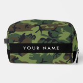 緑の迷彩模様、お名前、パーソナライズ ドップキット (正面)