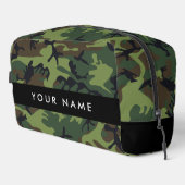緑の迷彩模様、お名前、パーソナライズ ドップキット (右コーナー)