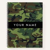 緑の迷彩模様、お名前、パーソナライズ ノートブック (正面)