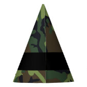 緑の迷彩模様、お名前、パーソナライズ パーティーハット (裏面)