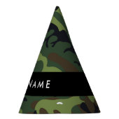 緑の迷彩模様、お名前、パーソナライズ パーティーハット (右)
