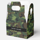 緑の迷彩模様、お名前、パーソナライズ フェイバーボックス (オープン)