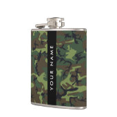 緑の迷彩模様、お名前、パーソナライズ フラスク (左)
