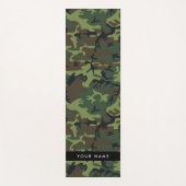 緑の迷彩模様、お名前、パーソナライズ ヨガマット (正面)