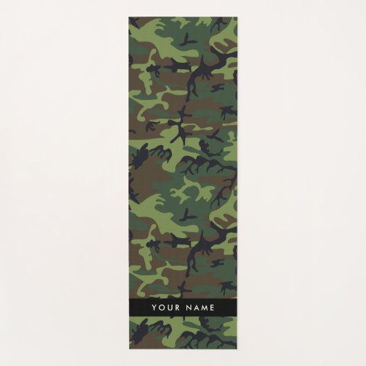 緑の迷彩模様、お名前、パーソナライズ ヨガマット (正面)
