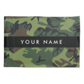 緑の迷彩模様、お名前、パーソナライズ 枕カバー (裏面)