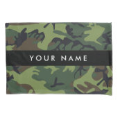 緑の迷彩模様、お名前、パーソナライズ 枕カバー (正面)
