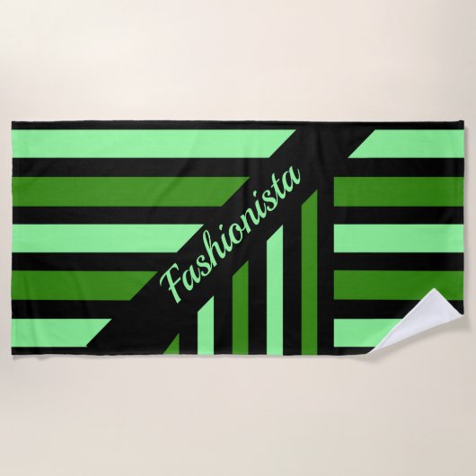 緑の透視ファッショニスタ図 ビーチタオル (正面)