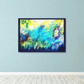 緑の遊森の中の笛と鹿 キャンバスプリント (インサイチュ (ウッドフロア))