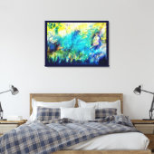 緑の遊森の中の笛と鹿 キャンバスプリント (インサイチュ (寝室))