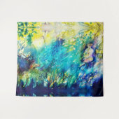 緑の遊森の中の笛と鹿 タペストリー (正面(横))