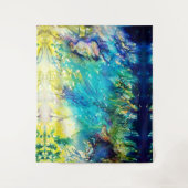 緑の遊森の中の笛と鹿 タペストリー (正面)