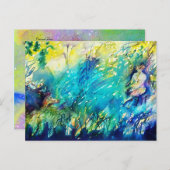 緑の遊森の中の笛と鹿 ポストカード (正面/裏面)